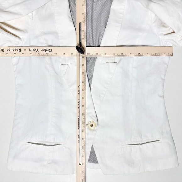 Cartonnier Anthropologie Linen Blend Blazer Jacket Women’s 10 Medium Boho White - Picture 10 of 12